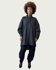 Japanese Denim Integral Button Up Long Shirt in Quiet Black