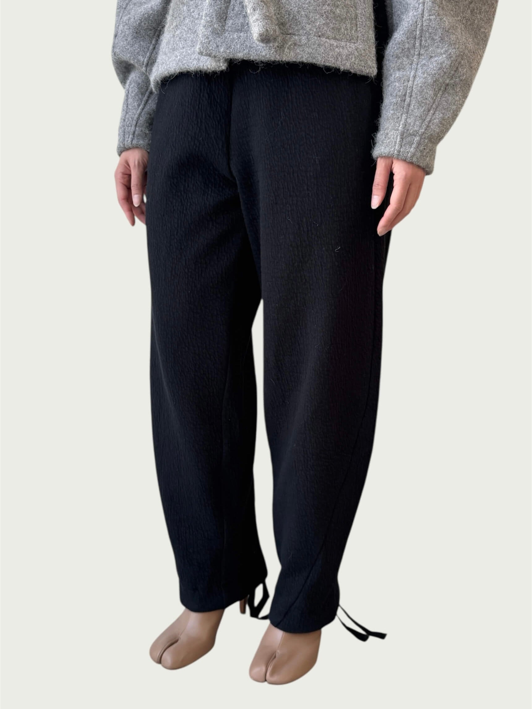 Organic Puffed Cotton Integral Balloon Pant in Black