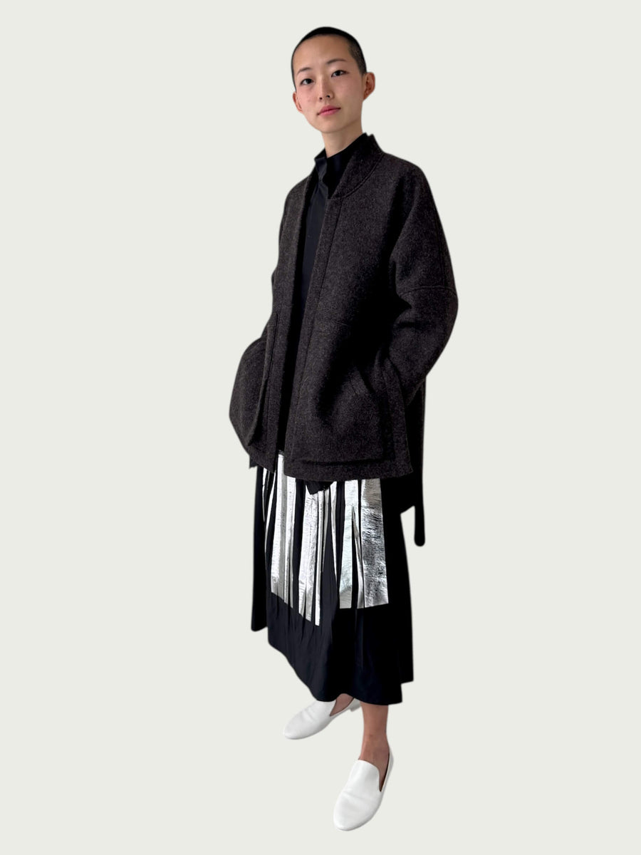 Principal Wrap Coat in Wood Smoke