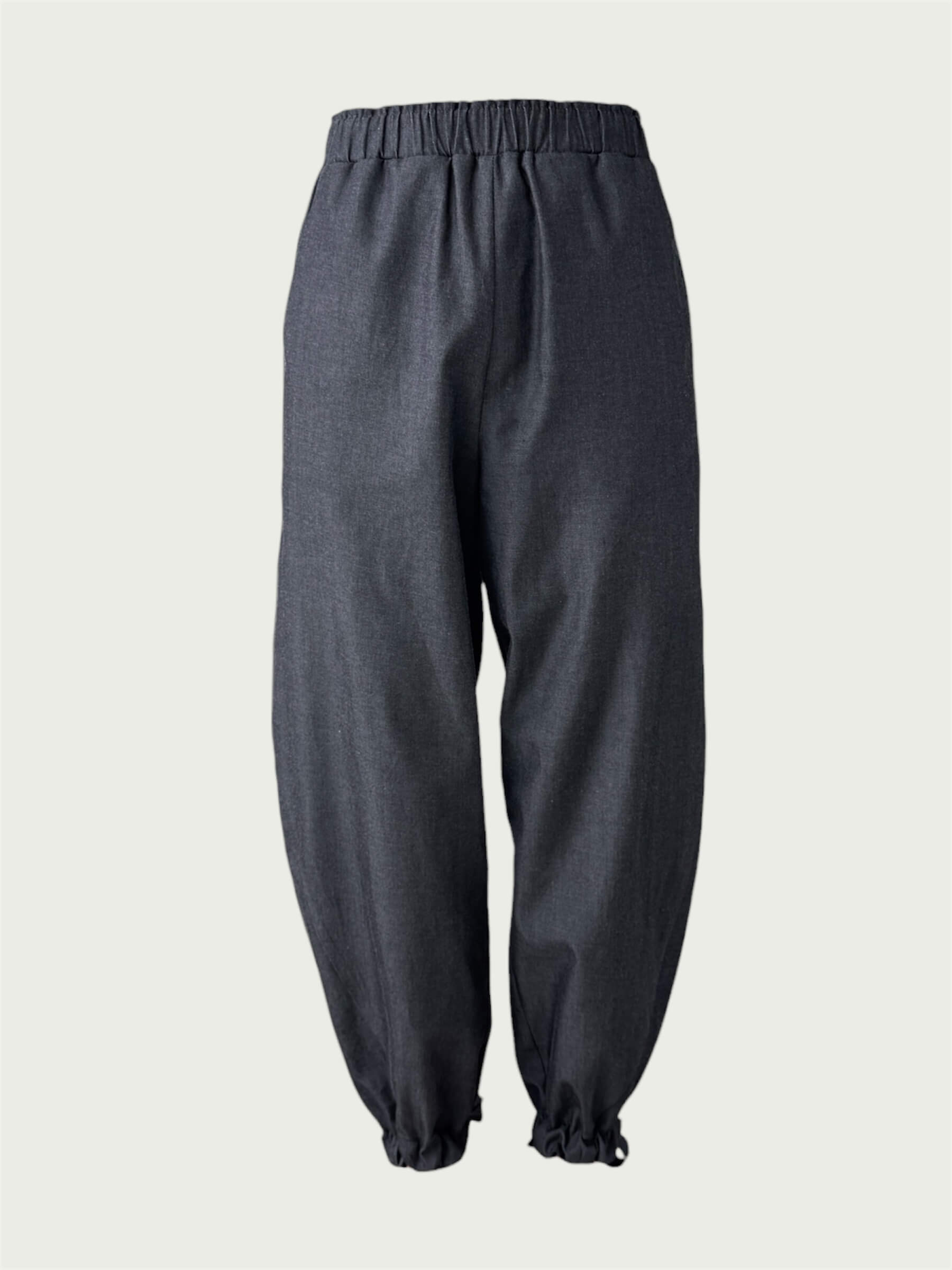 Japanese Denim Integral Balloon Pants in Quiet Black