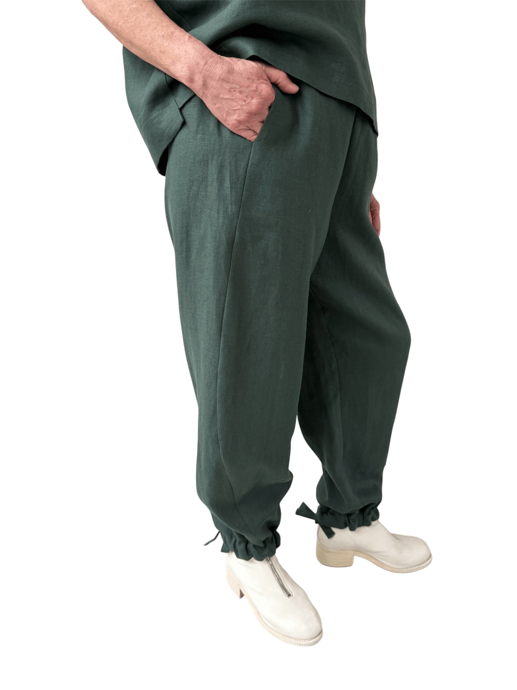 Linen Integral Balloon Pants in Jade Green – Hoi Bo Linen Integral Balloon Pants in Jade Green – Hoi Bo