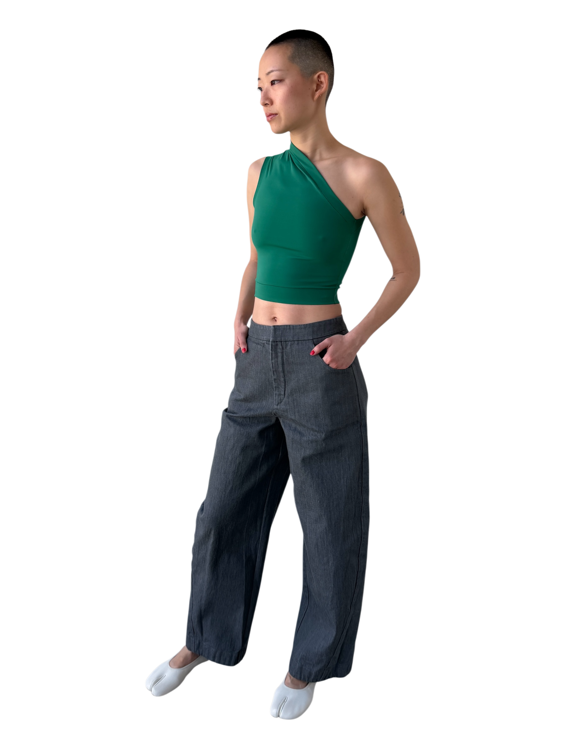 Asymmetrical Tank Top in Tennis Court Green