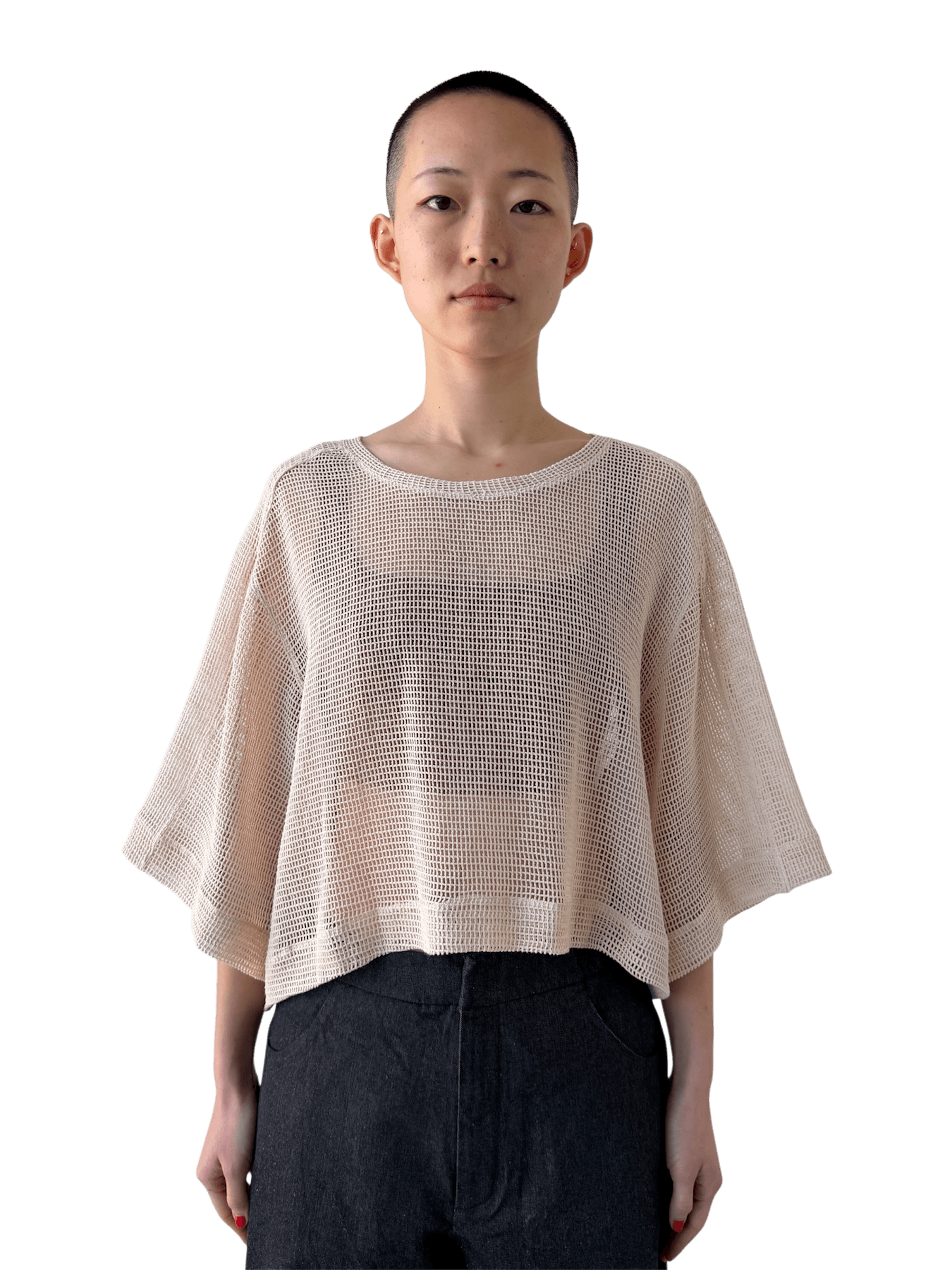 Open Geometry Net Tee in Raw Cloth