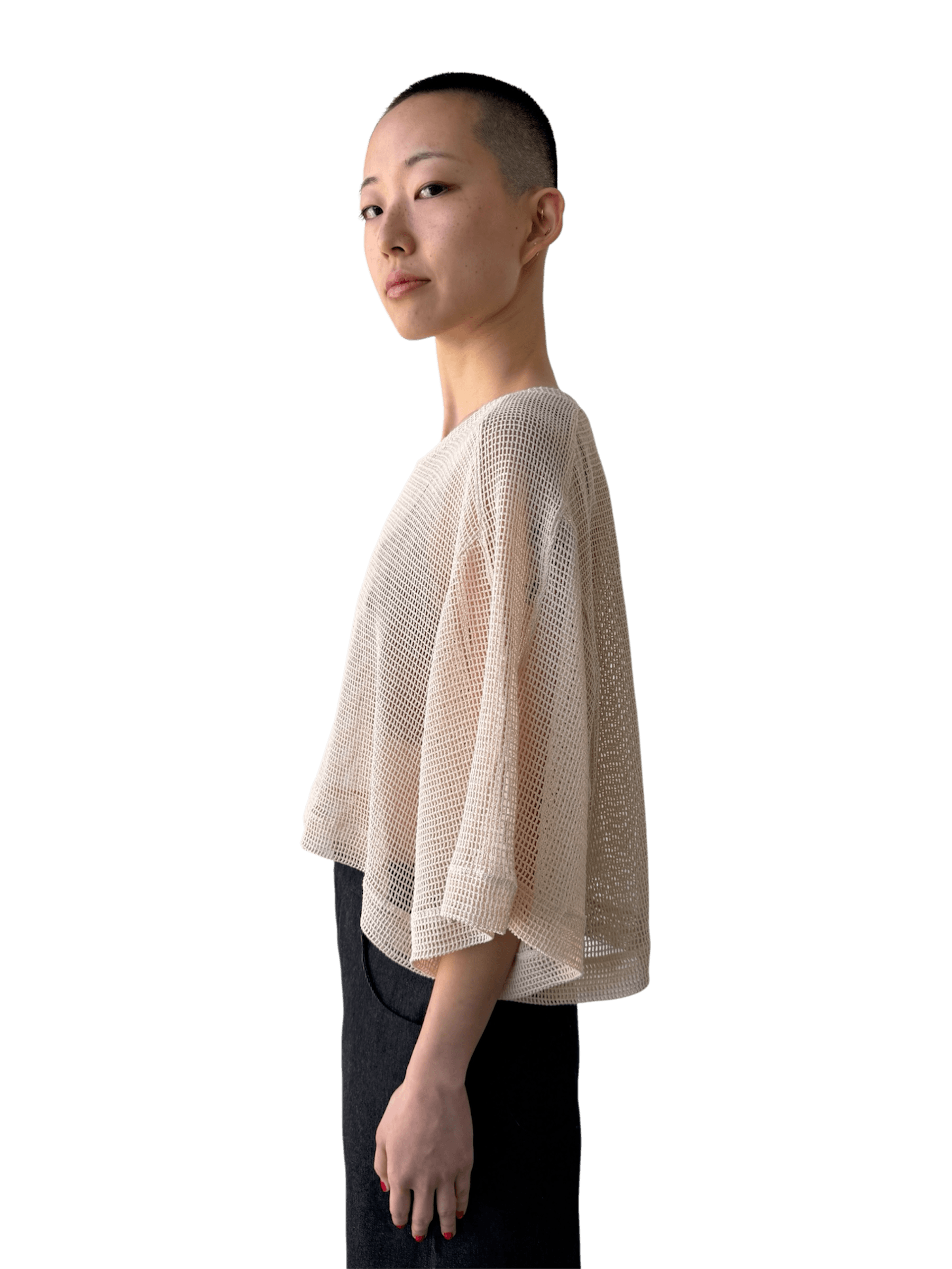 Open Geometry Net Tee in Raw Cloth
