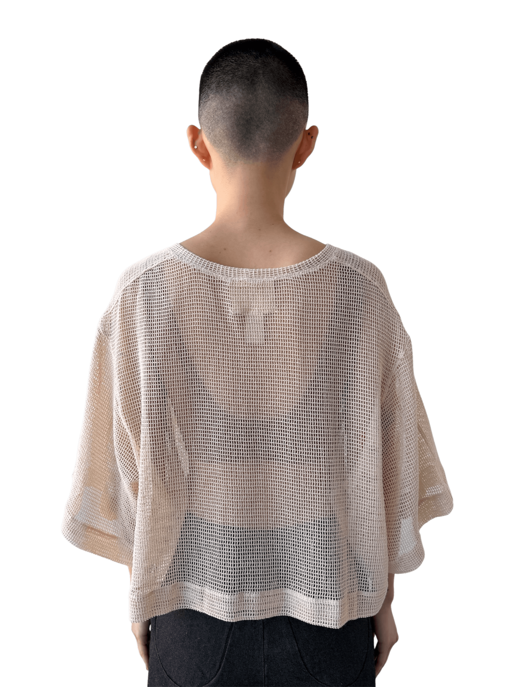Open Geometry Net Tee in Raw Cloth