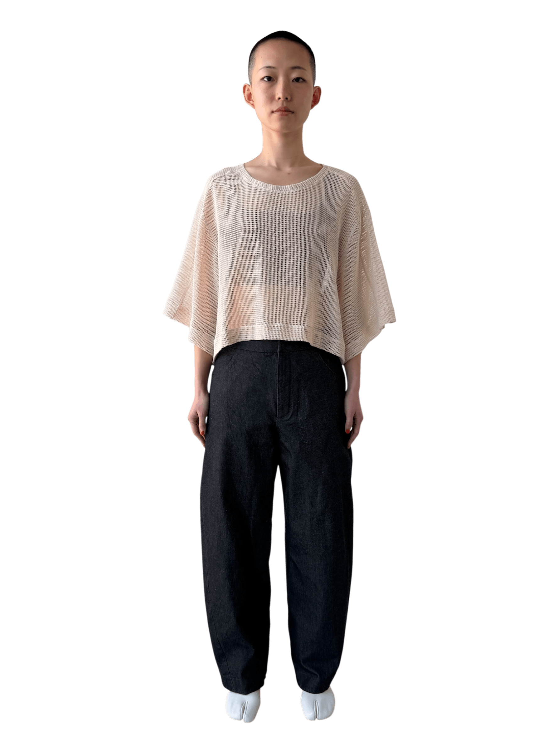 Open Geometry Net Tee in Raw Cloth