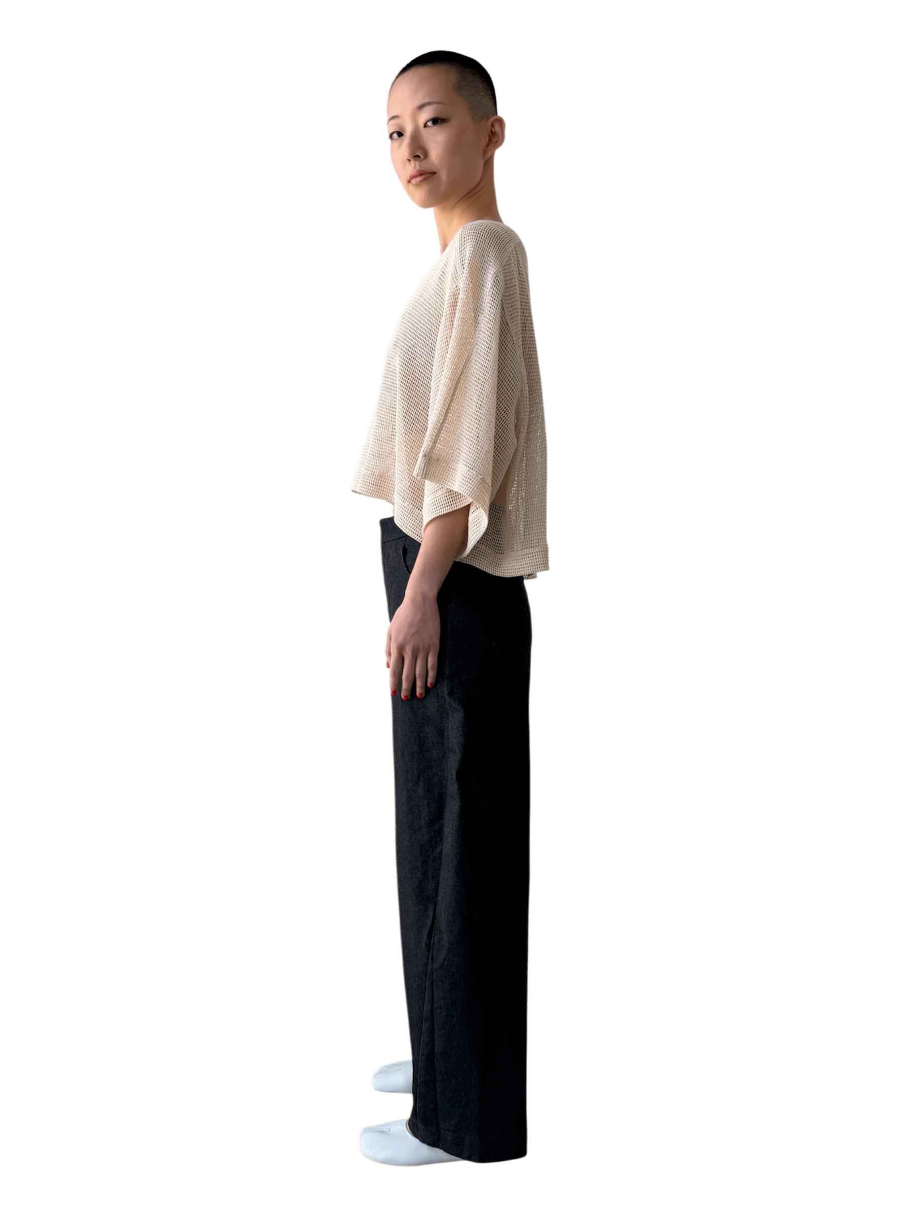 Open Geometry Net Tee in Raw Cloth