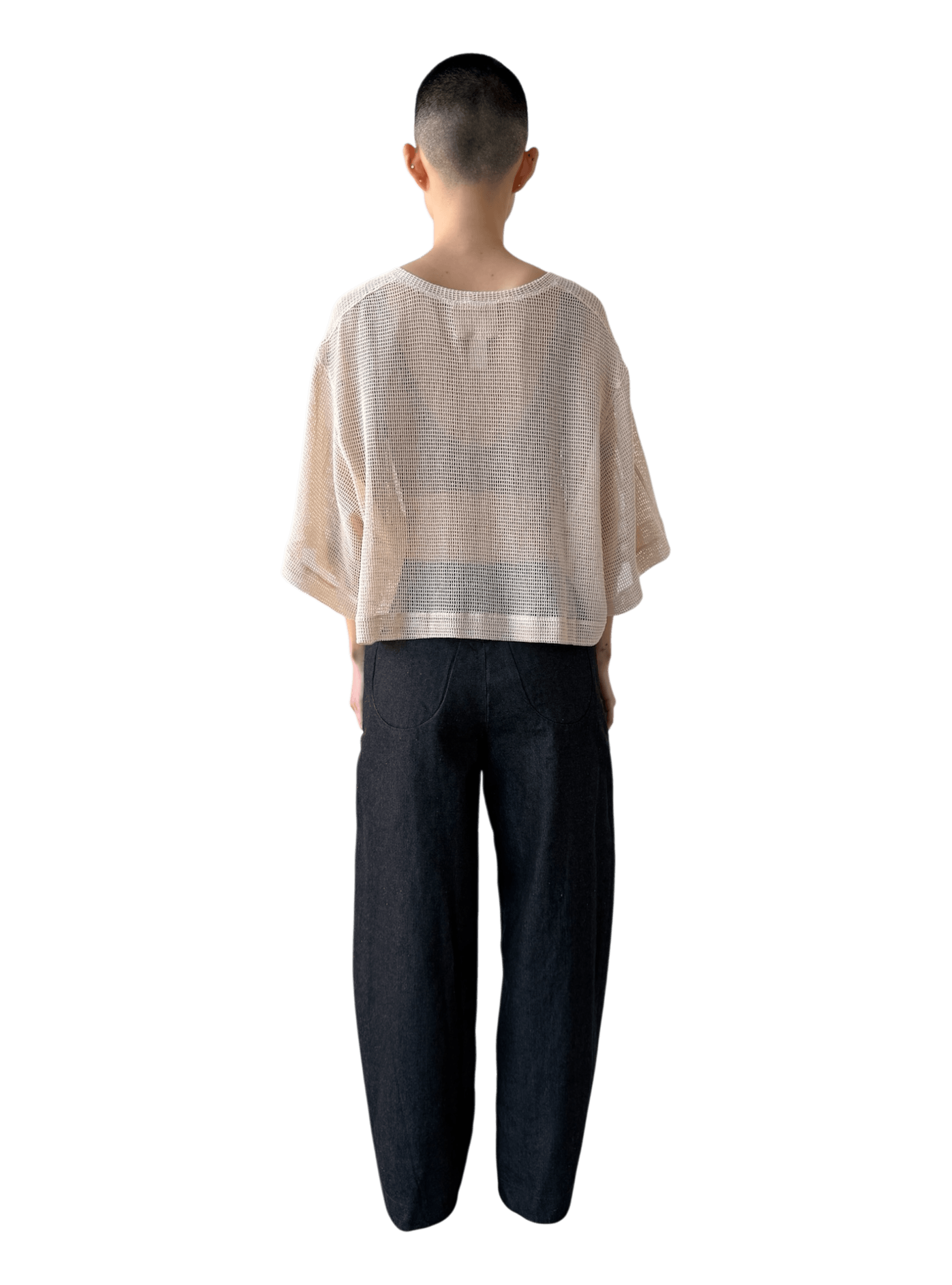 Open Geometry Net Tee in Raw Cloth