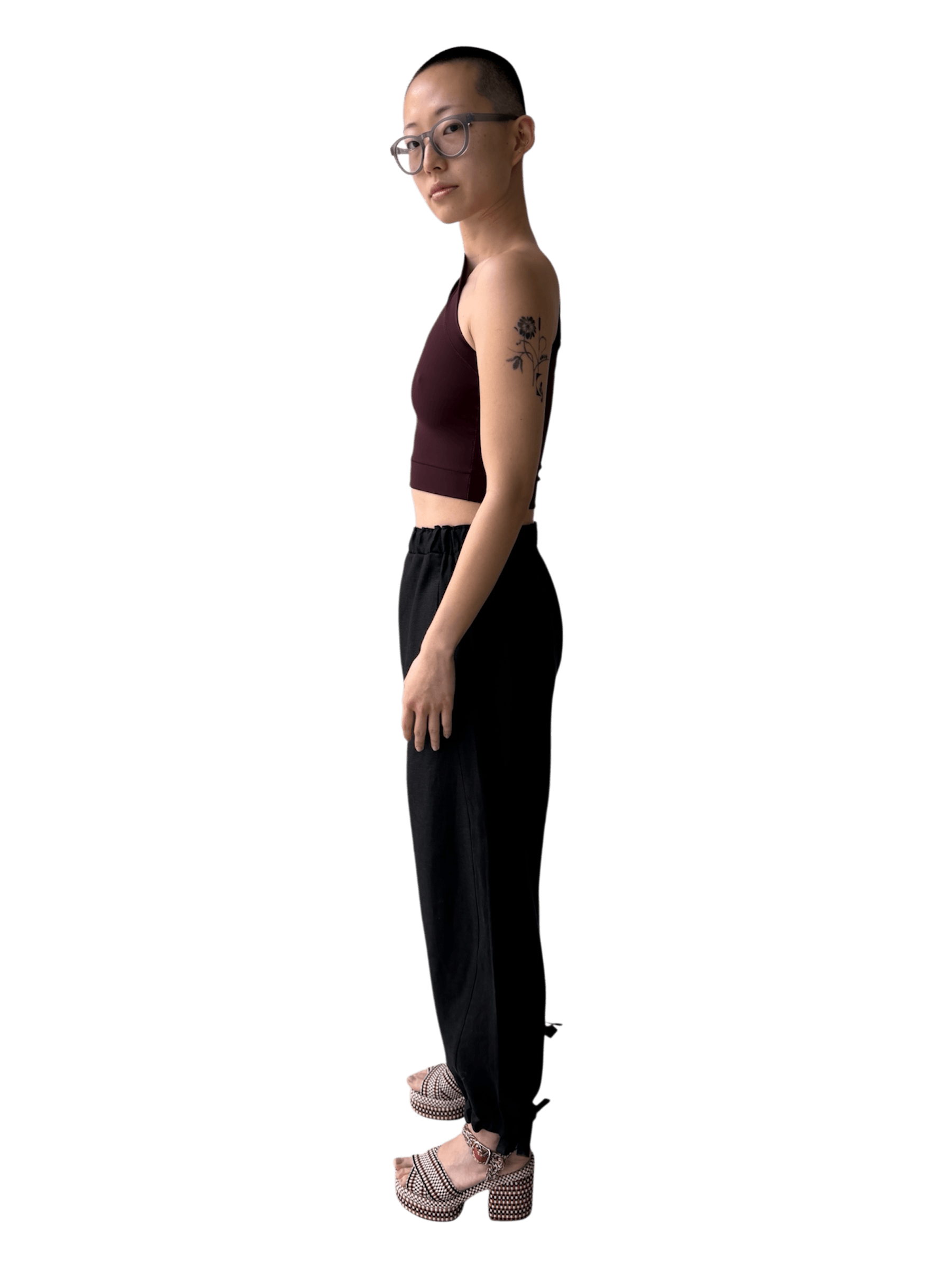 Linen Integral Balloon Pants in Brushed Black