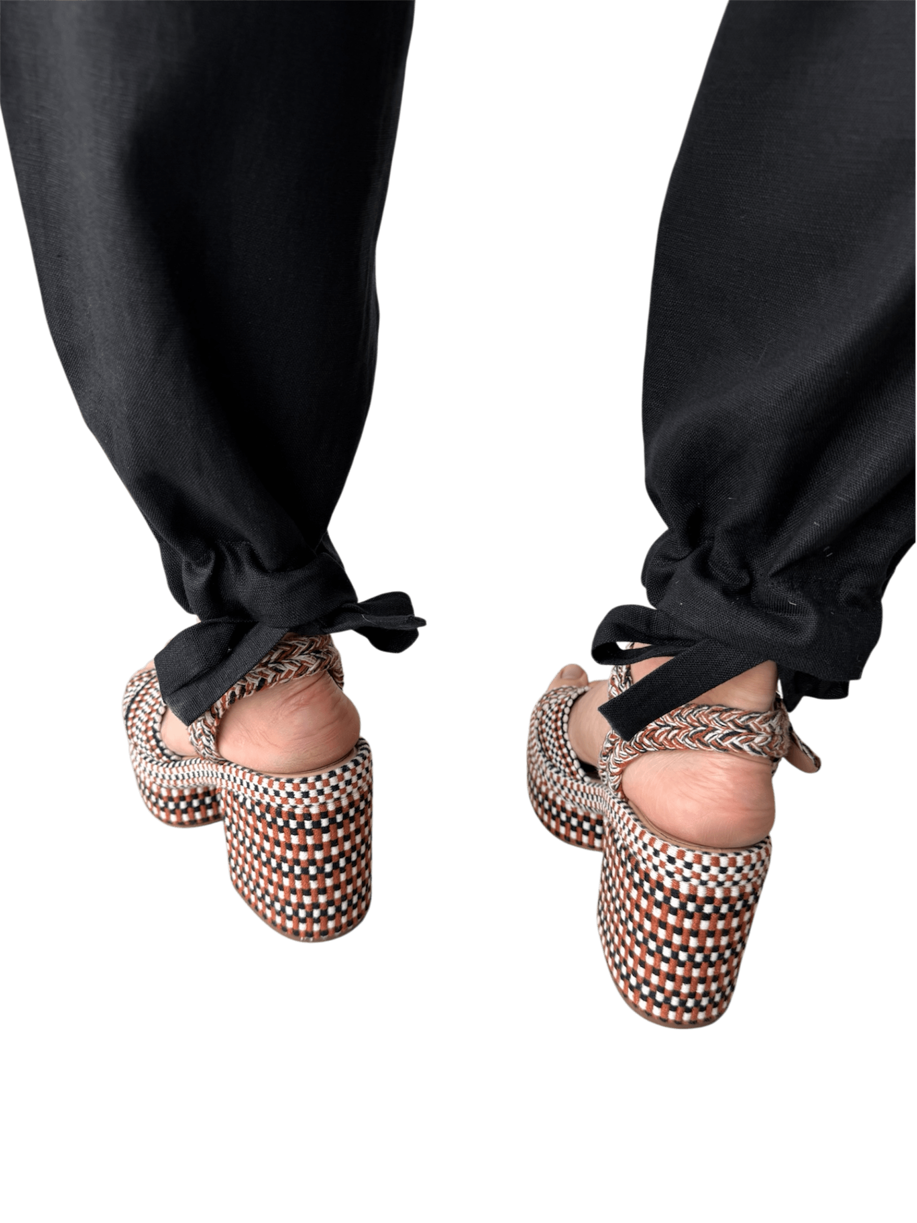Linen Integral Balloon Pants in Brushed Black