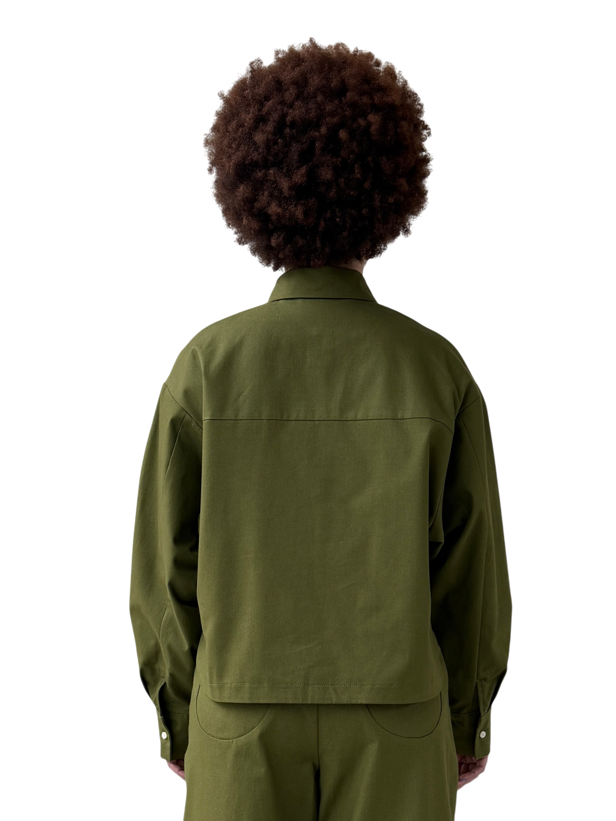 Cotton Arc Button Up in Lucid Olive