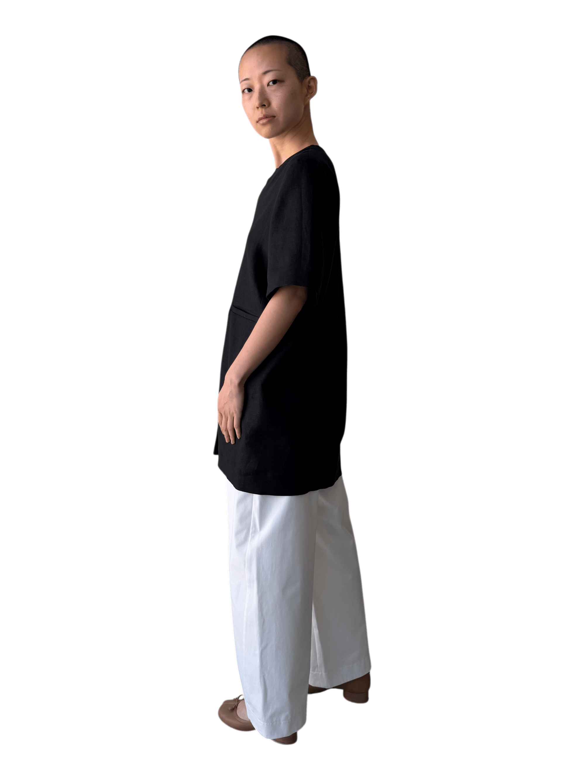 Linen Mini Dress in Brushed Black