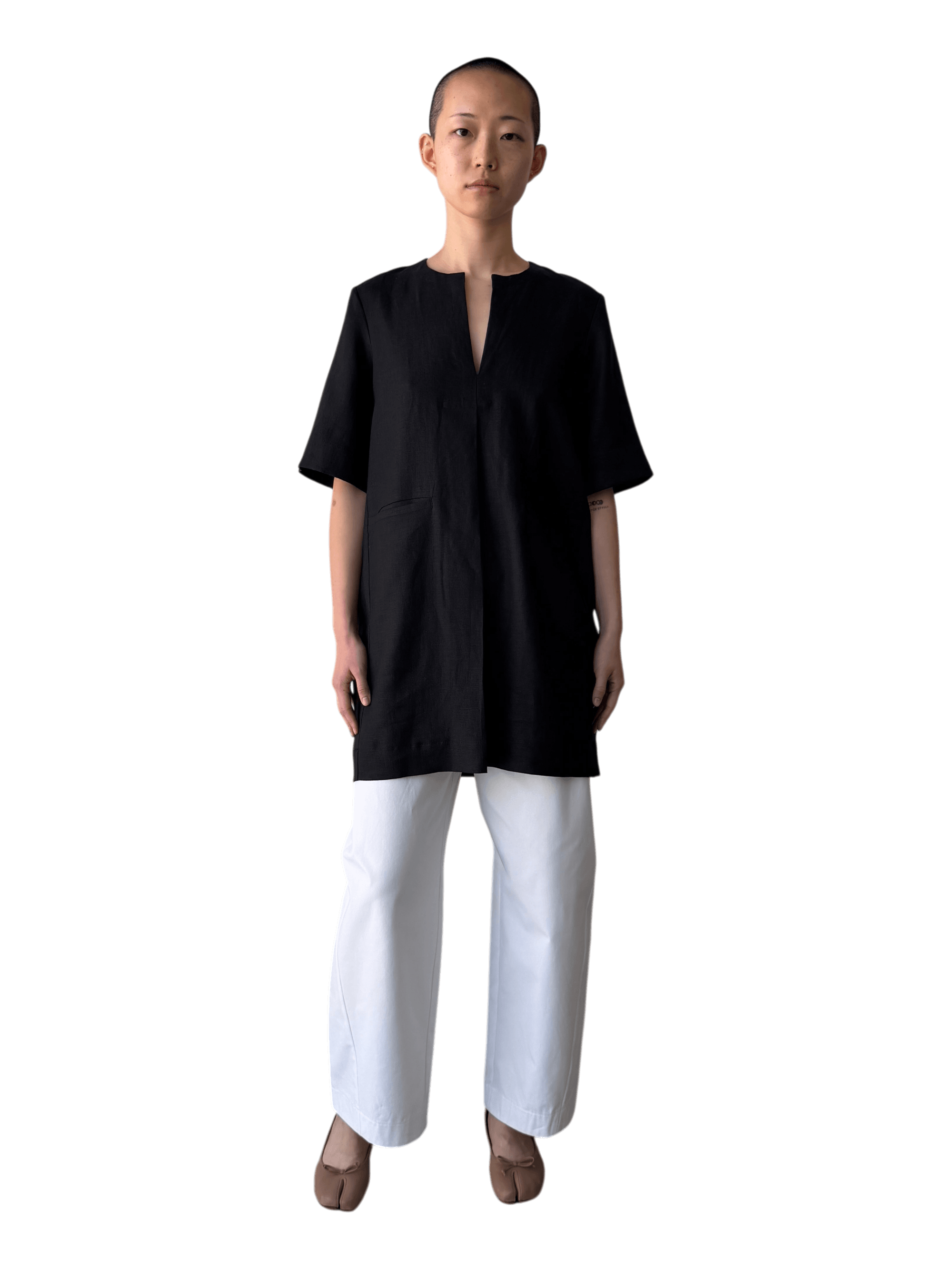 Linen Mini Dress in Brushed Black