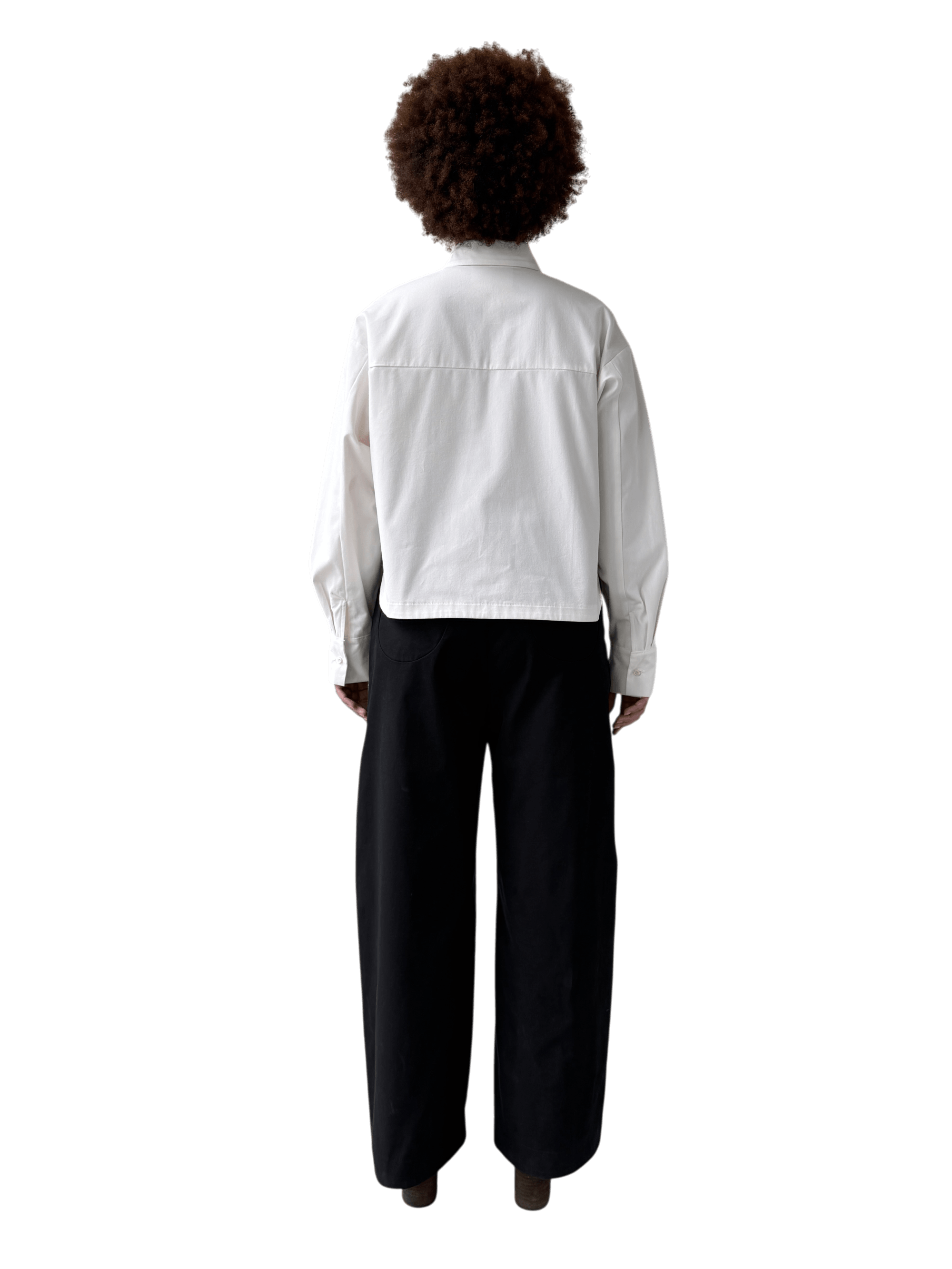 Cotton Contoured Wide-Leg Trouser in Brushed Black