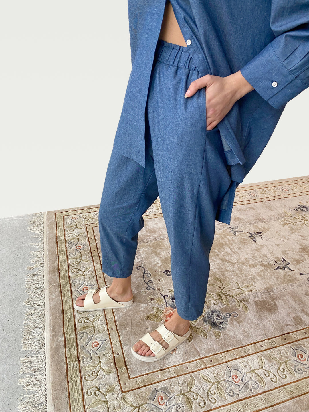 Gathered Slacks in Denim, large / OG Price: $228.00