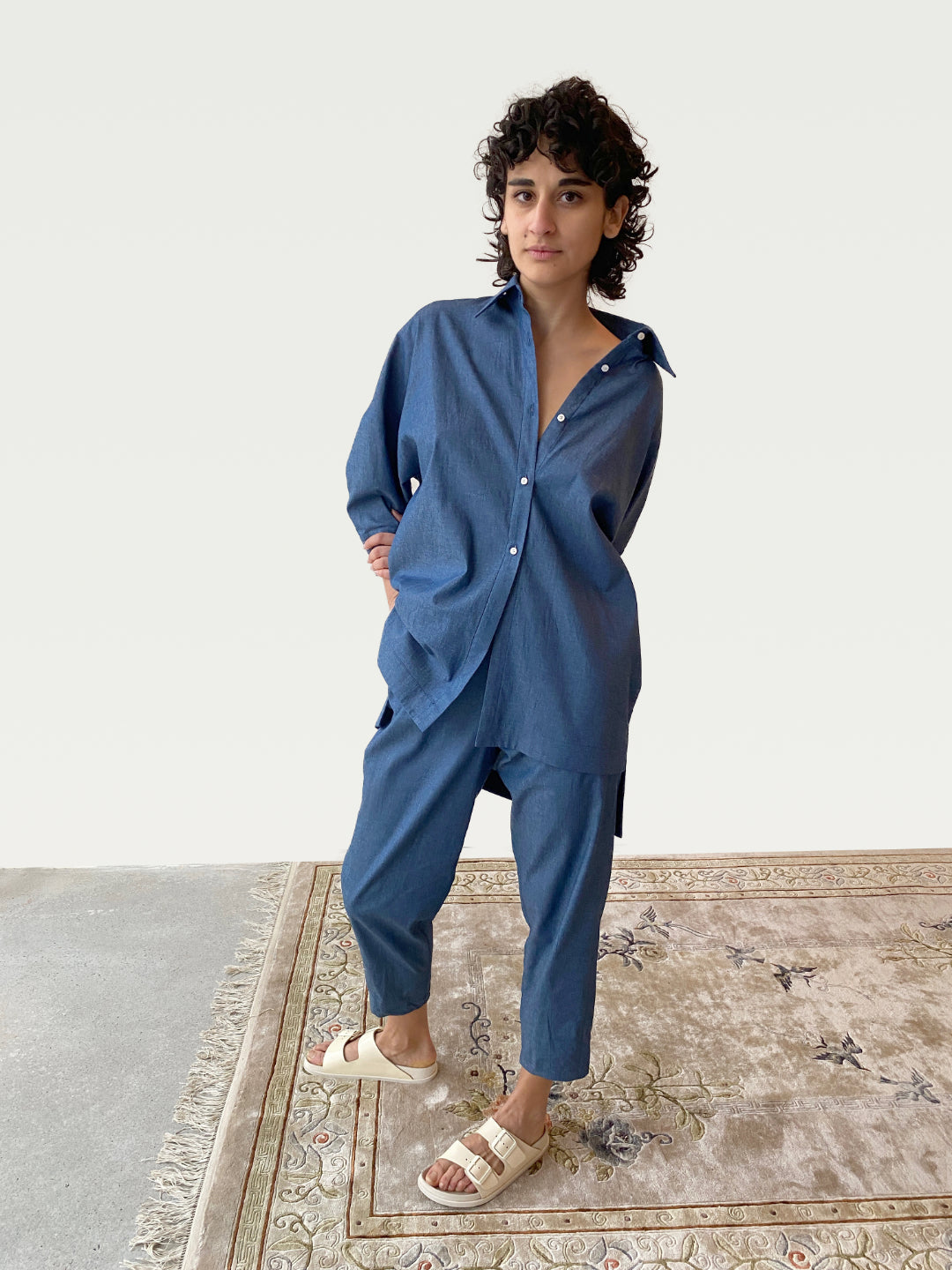 Gathered Slacks in Denim, large / OG Price: $228.00