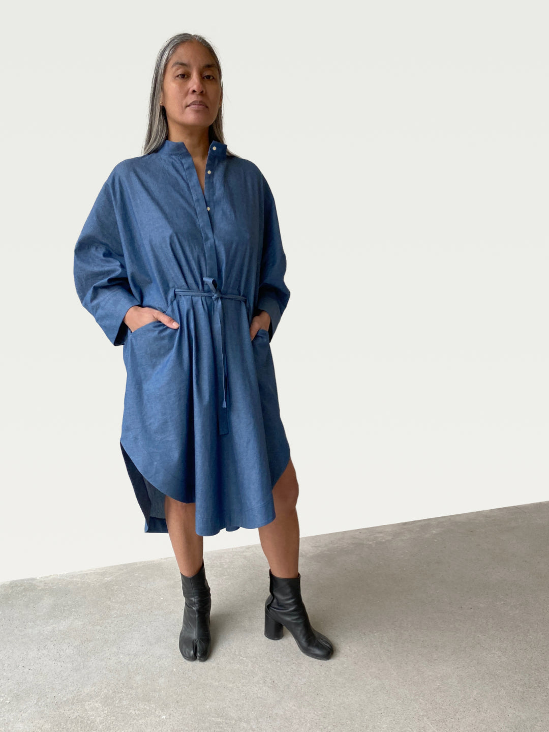 Denim Midi Shirt Dress, Large / OG Price $395