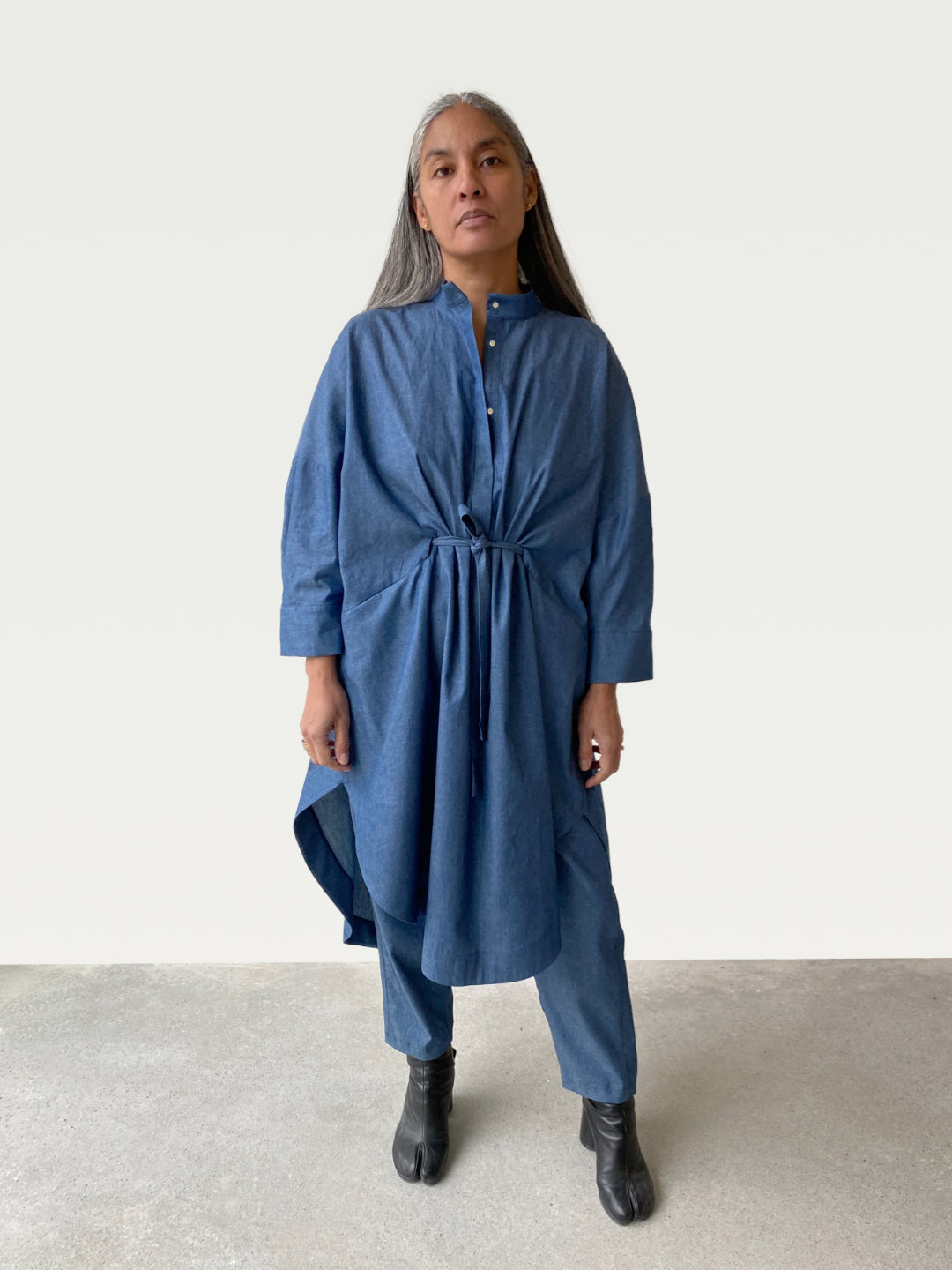 Denim Midi Shirt Dress, Large / OG Price $395