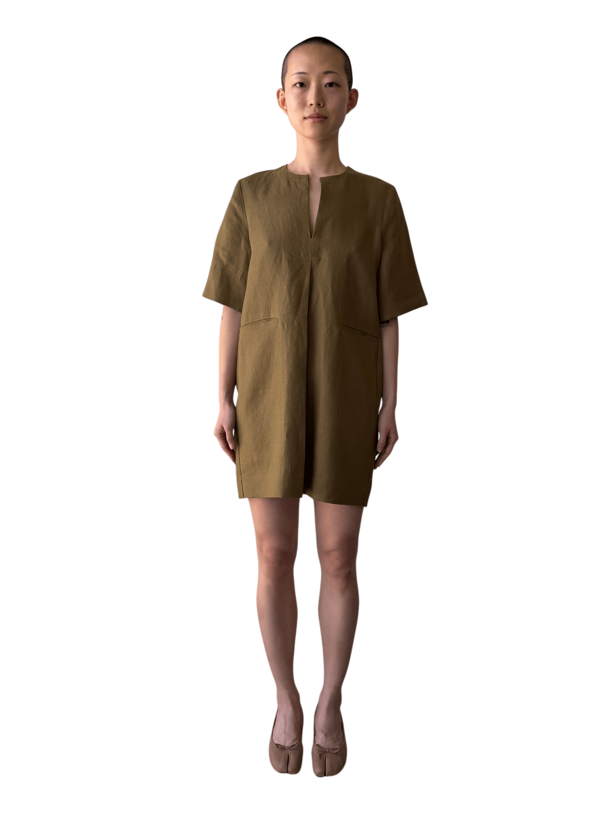 Linen Mini Dress in Saffron
