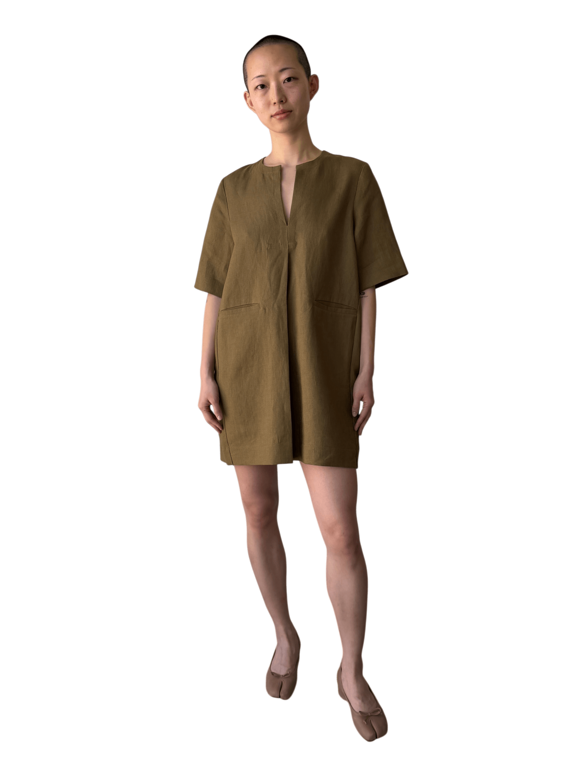 Linen Mini Dress in Saffron
