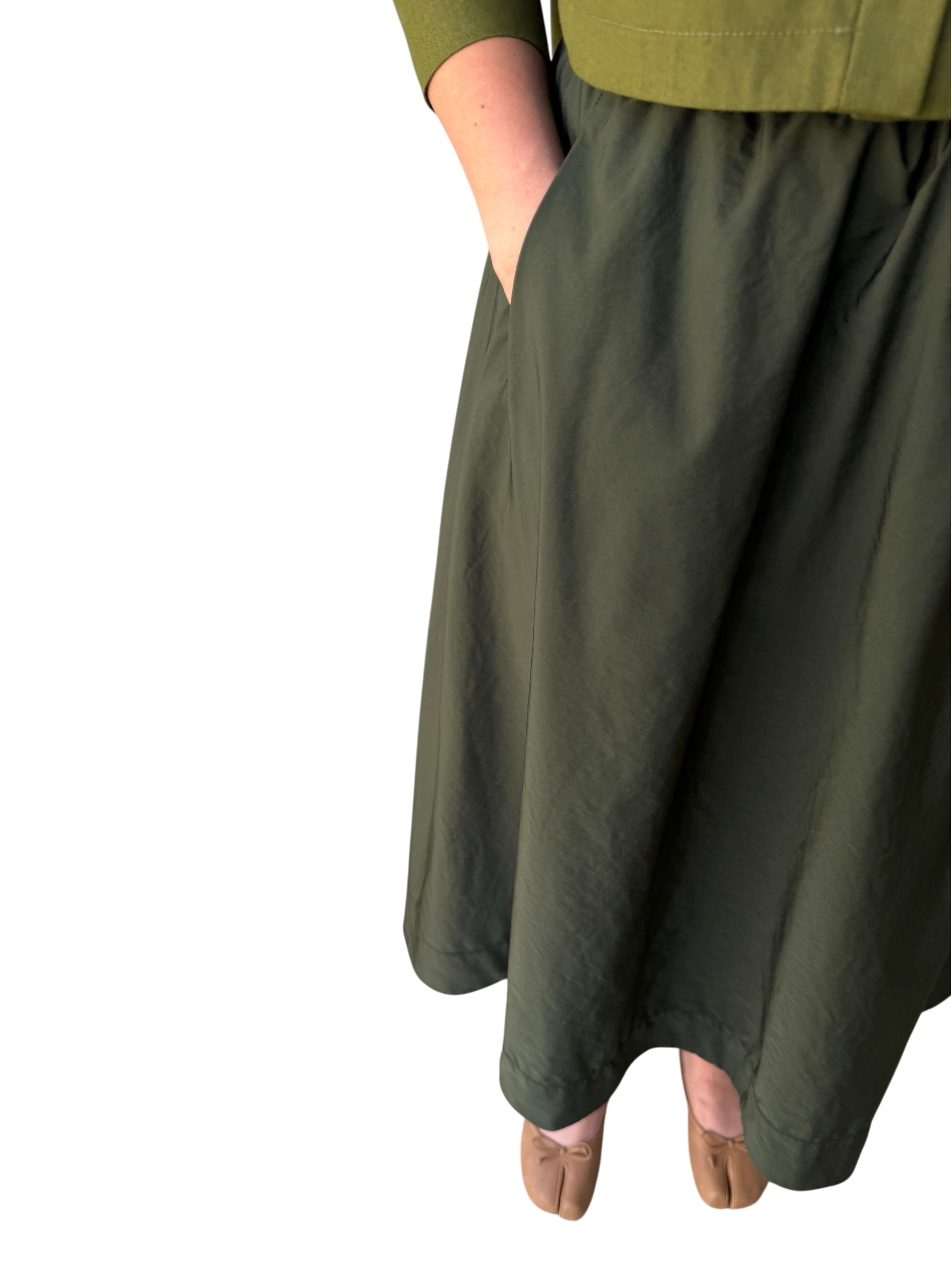 Airloom Full Tempo Maxi Skirt in Ghost Olive