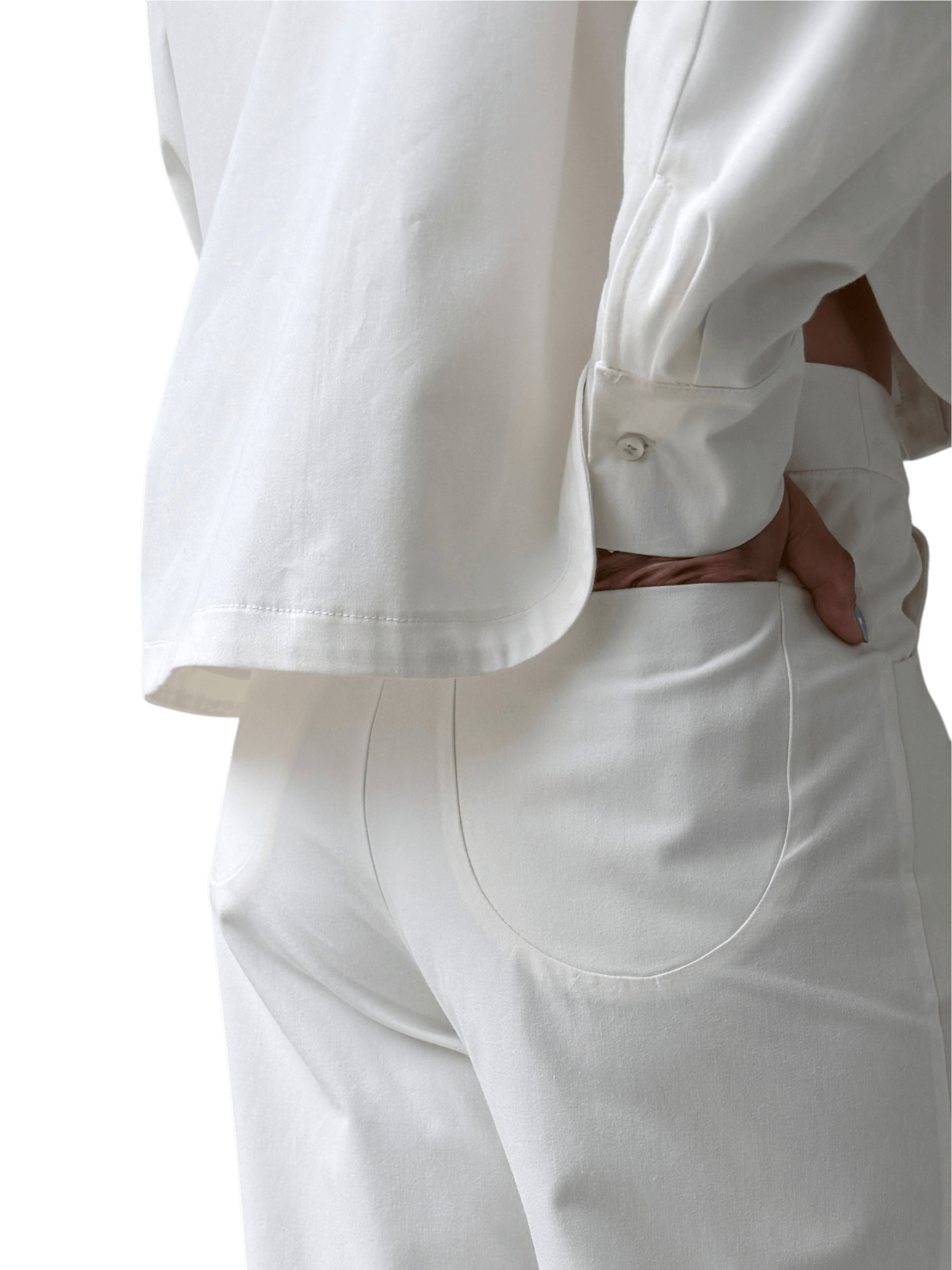 Cotton Contoured Wide-Leg Trouser in White Rabbit