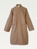 Hoi bo Fall 2022 cotton twill, knee length coat in Camel colour.
