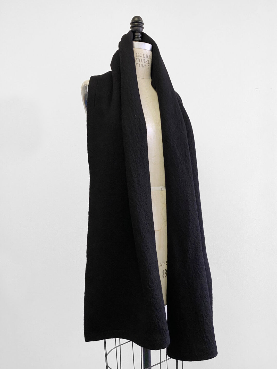 Boiled Wool Blanket Scarf in Black Kohl Hoi Bo