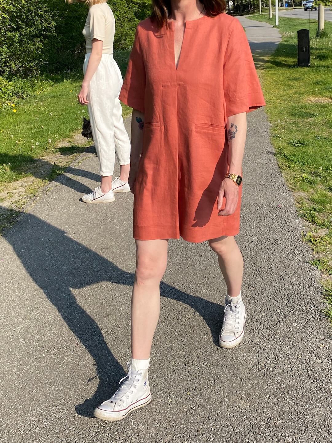 Linen Mini Dress in Wild Rose, XXL / OG price: $298