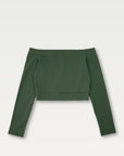 Technical Off Shoulder Top in Royal Fern