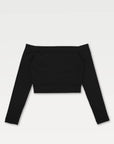 Technical Off-Shoulder Top in Black