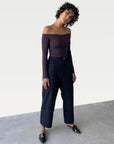Technical Off-Shoulder Top in Deep Wine