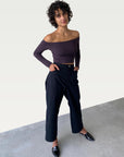 Technical Off-Shoulder Top in Deep Wine