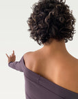 Technical Off-Shoulder Top in Deep Wine